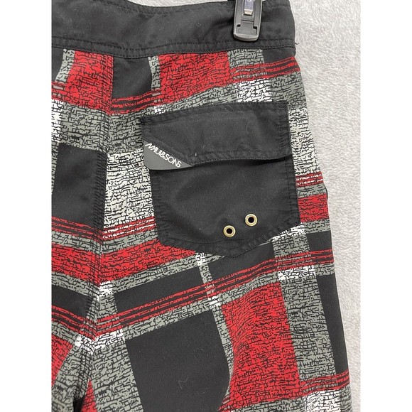 Maui and Sons Men's Board Shorts Red Black Check Size Small - Picture 4 of 10